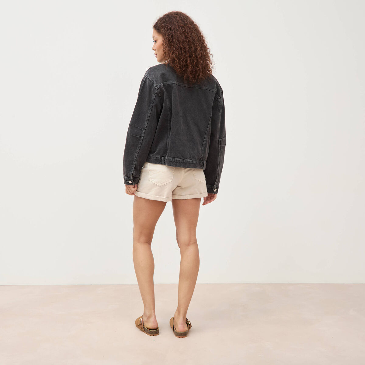 Veste oversize en jean denim gris femme