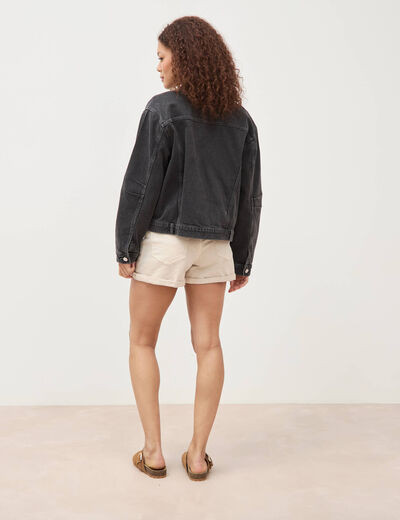 Veste oversize en jean denim gris femme