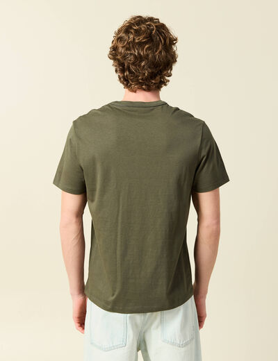 T-shirt en coton manches courtes vert fonc&eacute; homme