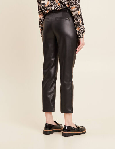 Pantalon droit simili cuir noir femme