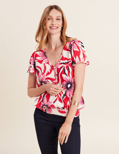 Blouse manches courtes rouge femme