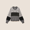 Pull jacquard col rond gris femme