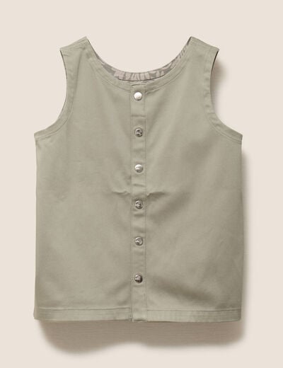 T-shirt r&eacute;versible sans manches gris femme
