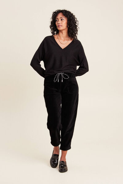 Pull manches longues noir femme
