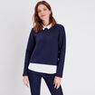 T-shirt manches longues bleu fonc&eacute; femme
