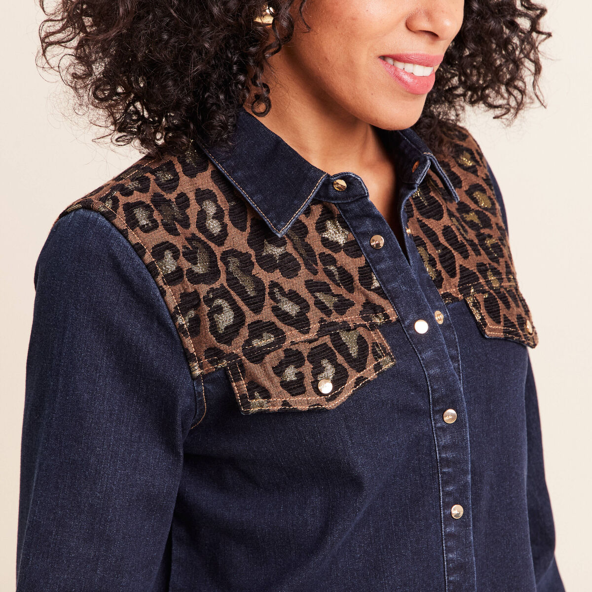 Chemise en jean manches longues denim brut femme