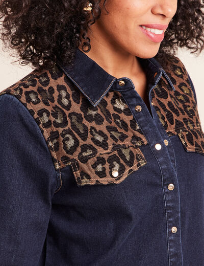 Chemise en jean manches longues denim brut femme