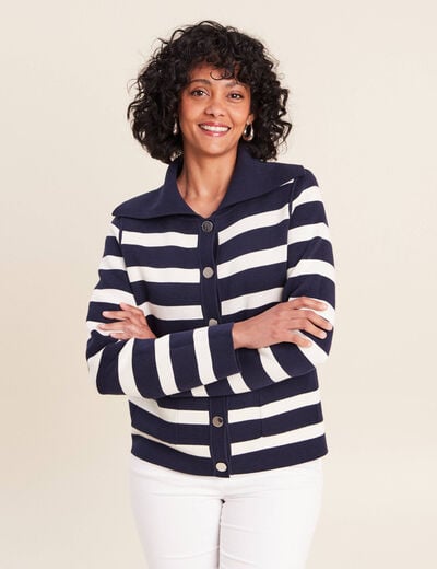 Gilet r&eacute;versible en maille bleu femme