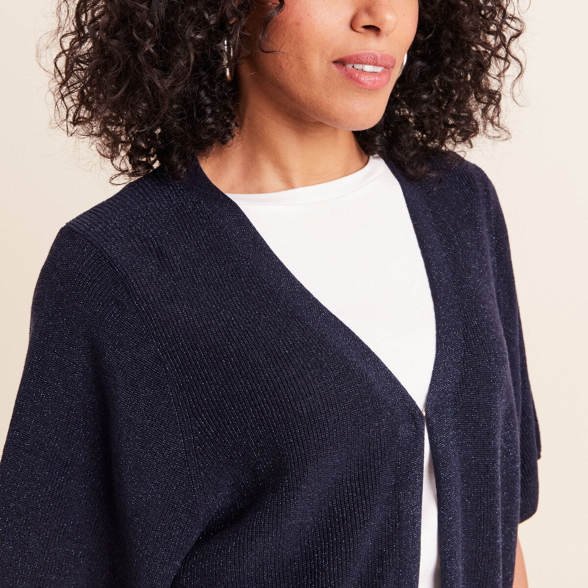 Gilet manches courtes bleu marine femme