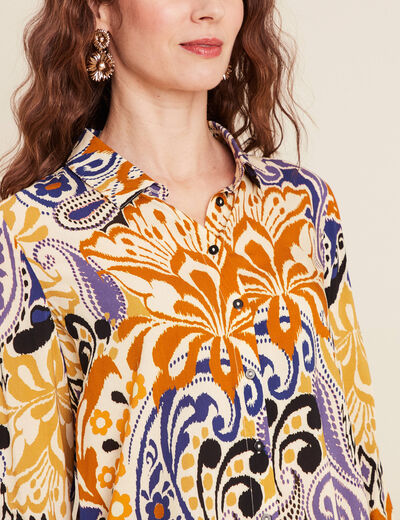 Chemise manches longues bleu femme