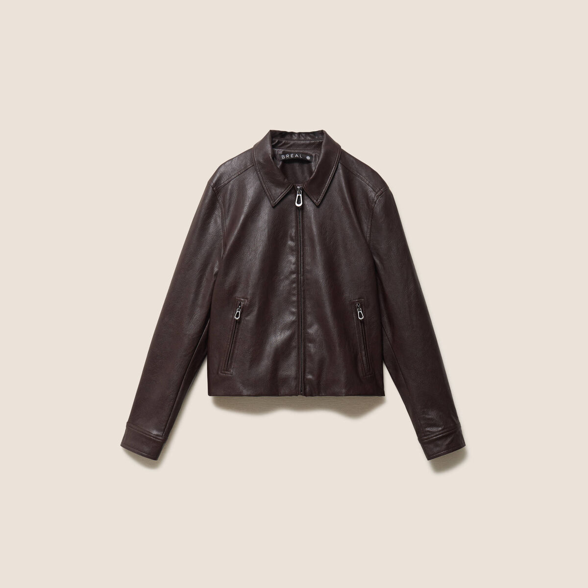 Veste doubl&eacute;e marron fonc&eacute; femme
