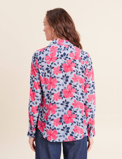 Chemise ajust&eacute;e manches longues bleu fonc&eacute; femme