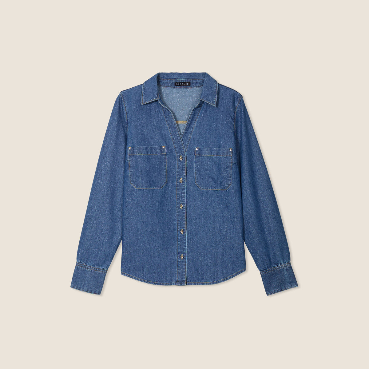 Chemise manches longues jean denim stone femme