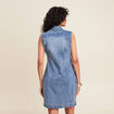 Robe droite brod&eacute;e en jean denim double stone femme