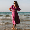 Robe &eacute;vas&eacute;e col v longueur genou violet clair femme