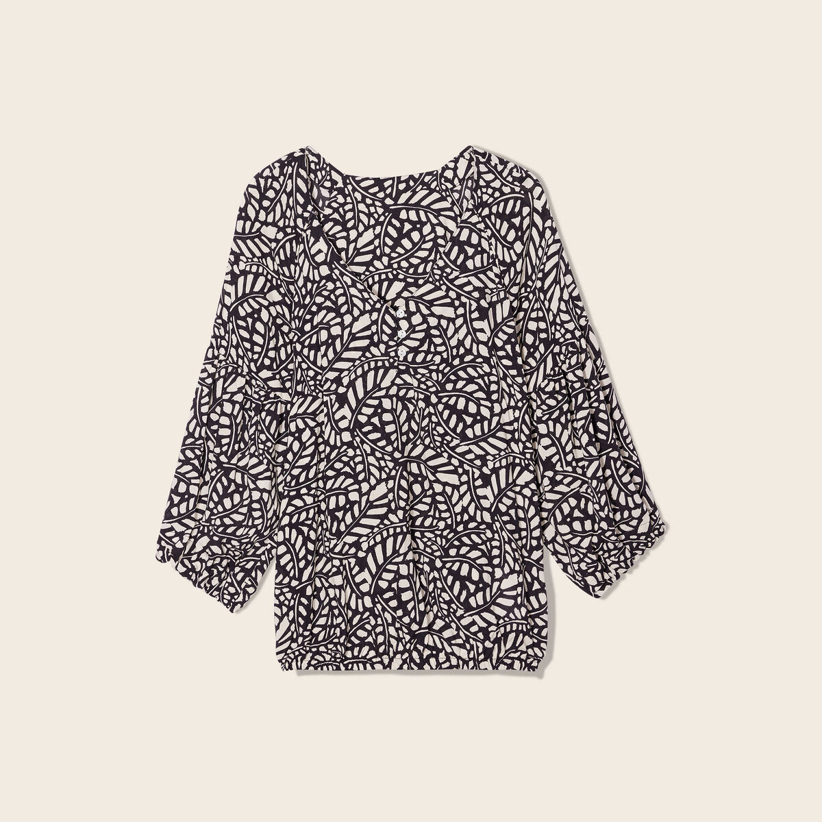 Blouse manches 3/4 noir femme