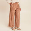 Pantalon su&eacute;dine large &agrave; pinces marron clair femme