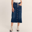 Jupe longue droite en jean denim stone femme