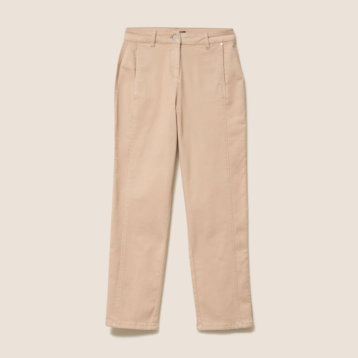 Pantalon boyfriend taille haute sable femme