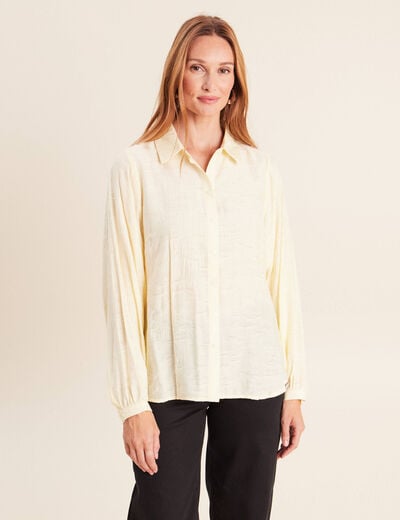 Chemise fluide manches longues jaune pastel femme