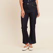 pantalon bootcut 7/8ème taille haute denim brut femme