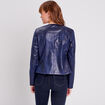 Veste droite zippée bleu foncé femme