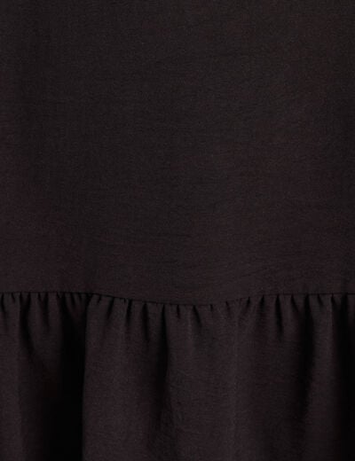 Robe courte &eacute;vas&eacute;e col v manches longues noir femme