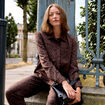 Chemise droite manches longues marron fonc&eacute; femme