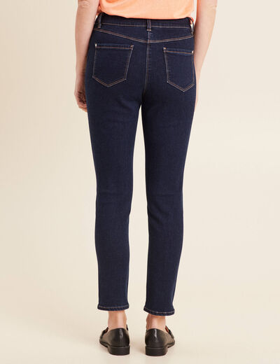 Jean ajusté boutons denim brut femme