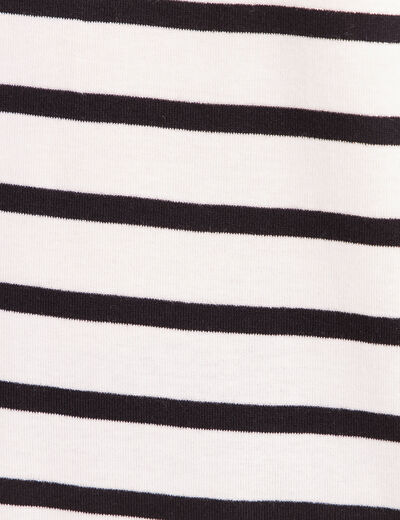 T-shirt marini&egrave;re avec broderie sequins noir femme