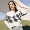 Pull bouclette col rond manches longues blanc femme
