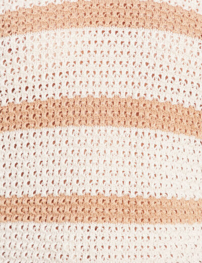 Pull manches longues ajouré blanc femme