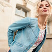 Veste boutonnée denim double stone femme