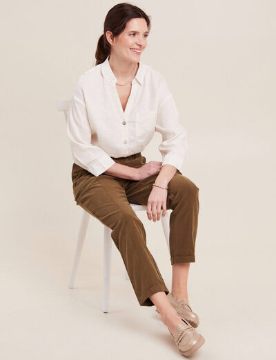 Chemise manches 3/4 ecru femme