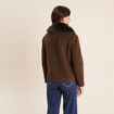 Manteau manches longues col fourrure vert kaki femme