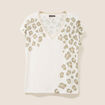 T-shirt droit col V manches courtes ecru femme