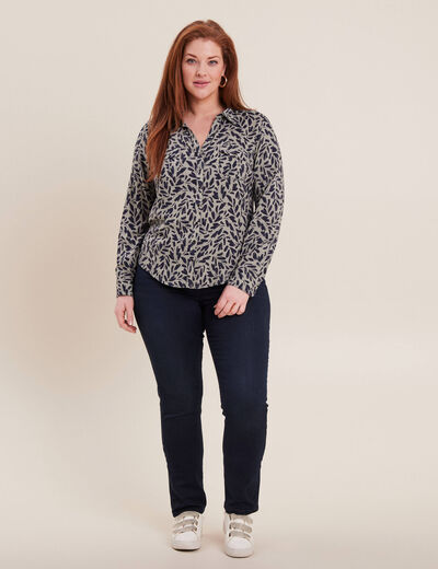 Jean ajusté taille haute denim brut femme