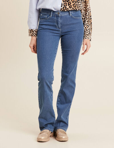 Jean léger bootcut taille basculée denim bleach femme