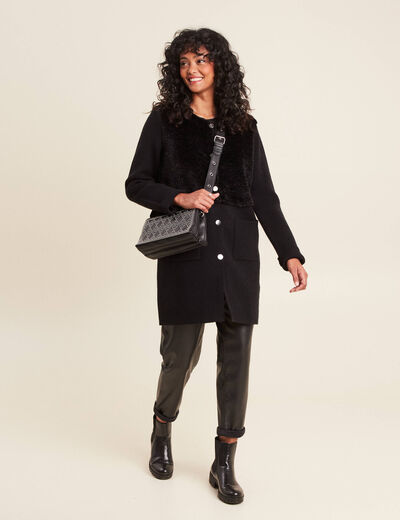 Veste droite buste bouclette noir femme