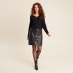 Robe tricot bas simili cuir noir femme