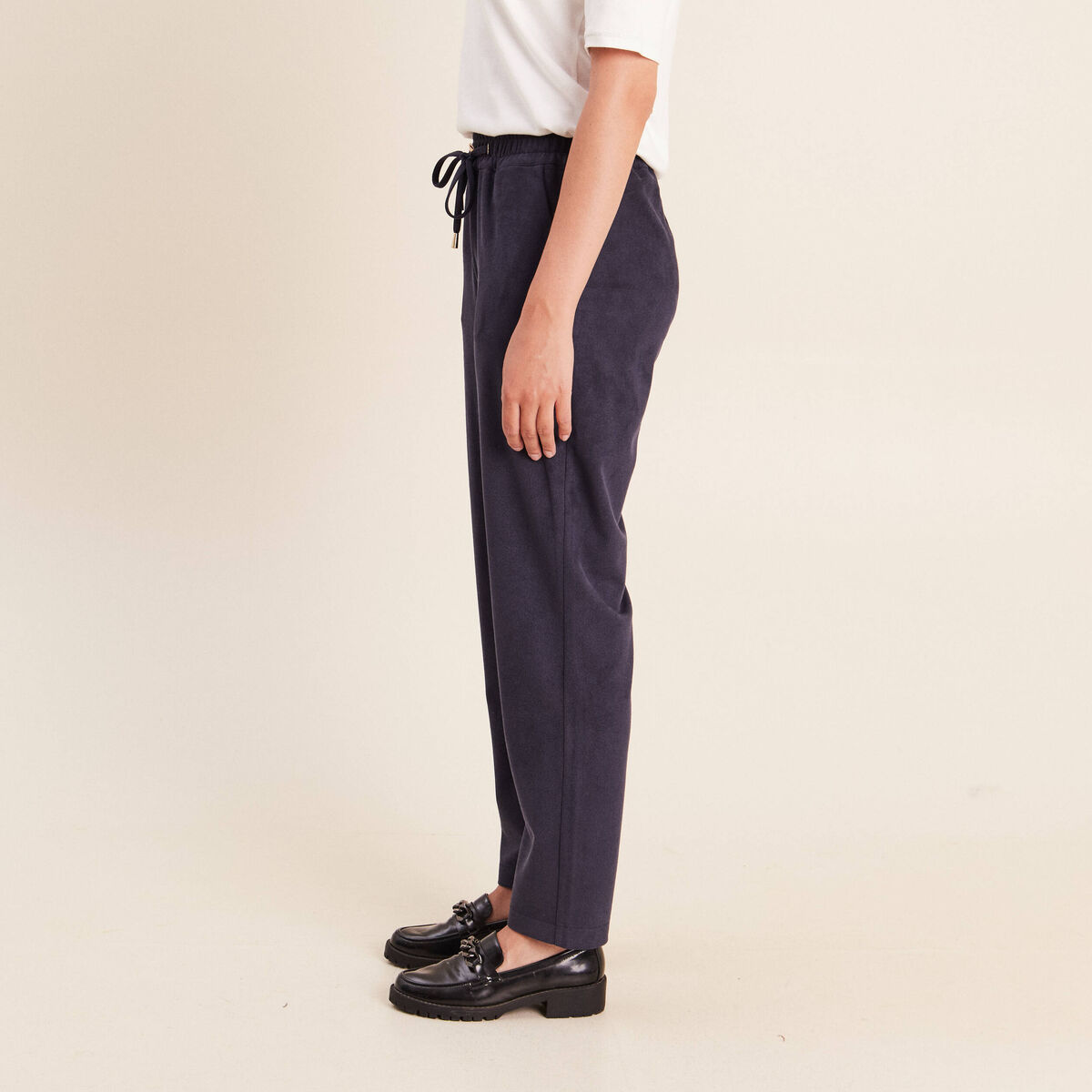 Jogging aspect daim bleu fonc&eacute; femme