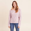 Pull droit long col v manches longues rose fushia femme