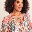Blouse cintr&eacute;e col v manches 3/4 multicolore femme
