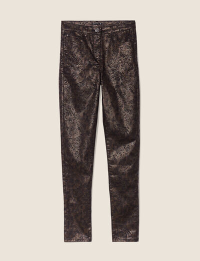 Pantalon ajusté couleur bronze femme