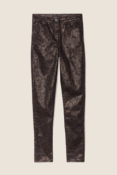 Pantalon ajusté couleur bronze femme