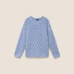 Pull manches longues ajour&eacute; denim snow gris femme
