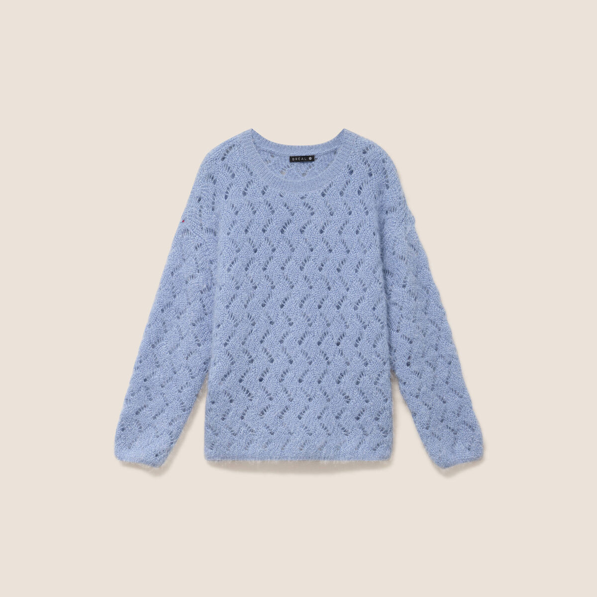 Pull manches longues ajour&eacute; denim snow gris femme