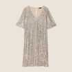 Robe évasée sequins couleur or femme