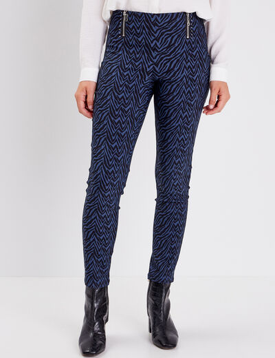 Tregging avec détails zippés bleu femme