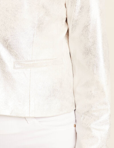 Veste courte métallisée couleur argent femme